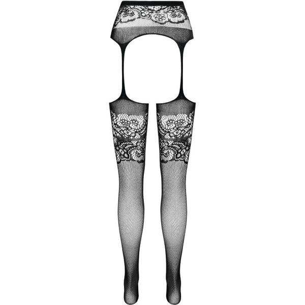 Passion s029 medias con liguero blanco talla única