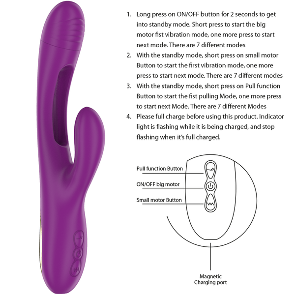 Apolo vibrador multifunción recargable 7 vibraciones con lengua oscilante morado