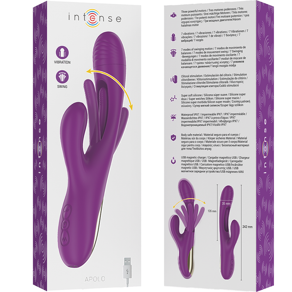 Apolo vibrador multifunción recargable 7 vibraciones con lengua oscilante morado
