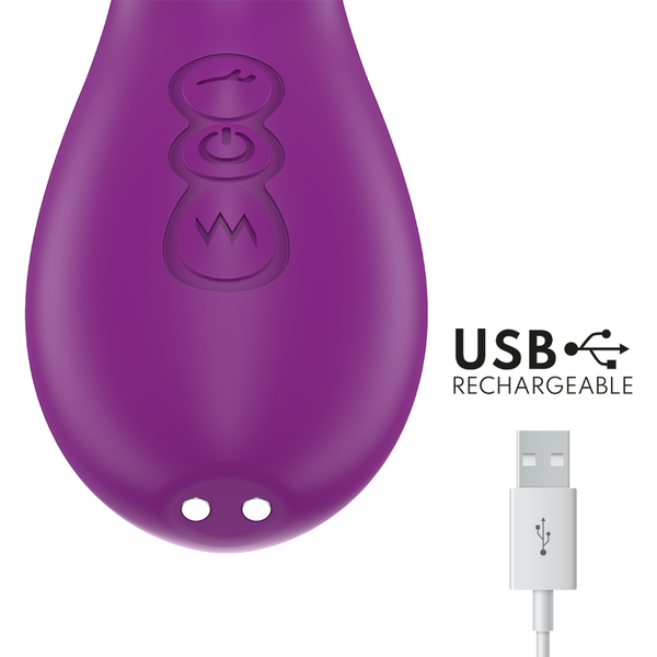 Vibrador multifunción recargable 7 vibraciónes con lengua oscilante y succionador morado intense ateneo