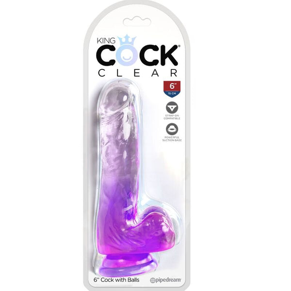 King clear pene realístico con testículos 13.5 cm morado