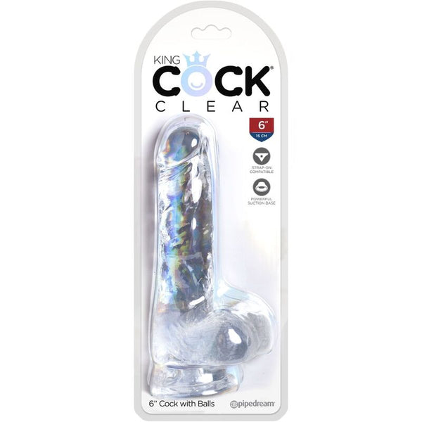 King clear pene realístico con testículos 13.5 cm transparente
