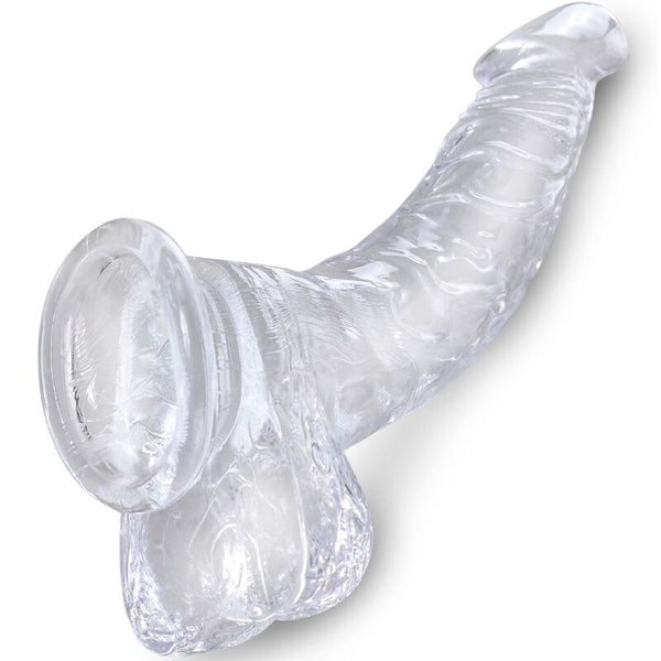 King clear pene realístico curvado con testículos 16.5 cm transparente