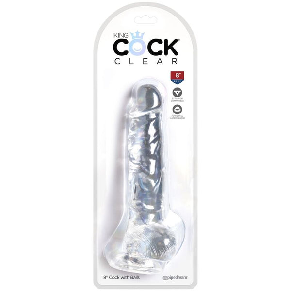 King clear pene realístico con testículos 16.5 cm transparente
