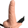 Arnés ajustable control remoto pene realístico con testículos recargable y vibrador 15 cm