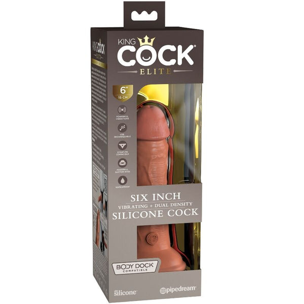 Élite dildo realístico vibrador y silicona 15.2 cm caramelo