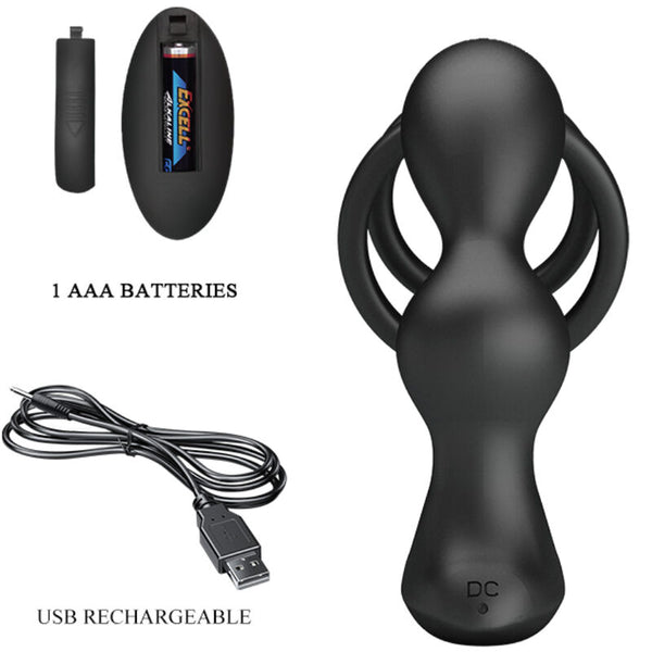 Pretty marshall anillo para pene con plug anal vibratorio y control remoto