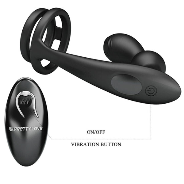 Pretty marshall anillo para pene con plug anal vibratorio y control remoto