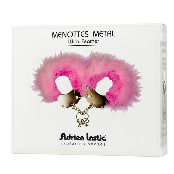 Adrien esposas metal con plumas rosa