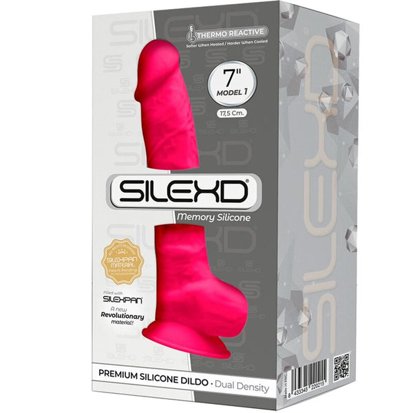 Silexd modelo 1 pene realístico silicona premium silexpan fucsia 17.5 cm