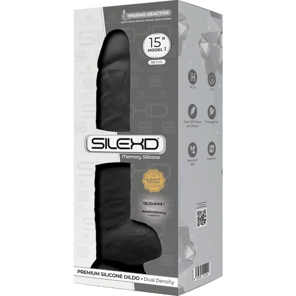 Silexd modelo 1 pene realístico silicona premium silexpan negro 38 cm