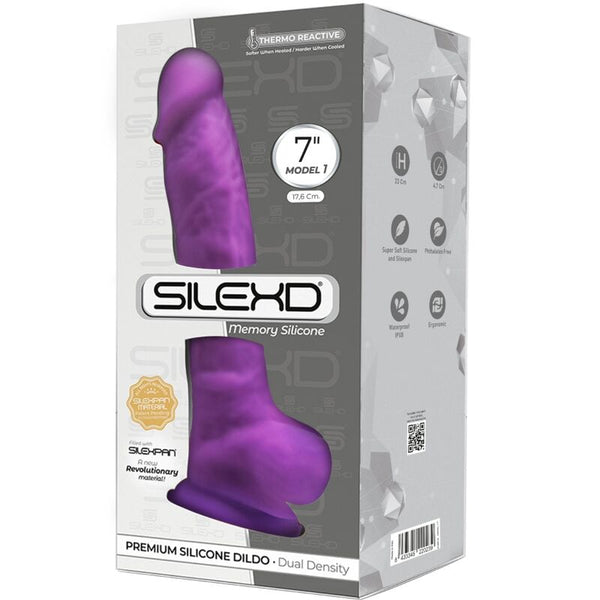 Silexd modelo 1 pene realístico silicona premium silexpan violeta 17.5 cm