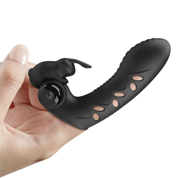 Vance funda dedo vibrador conejo negro