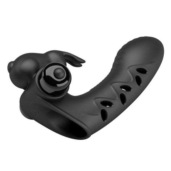 Vance funda dedo vibrador conejo negro