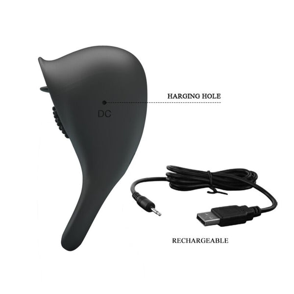 Anillo vibrador para pene con lengua negro