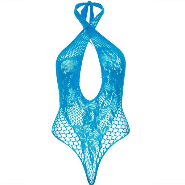Leg teddy halter con encaje azul
