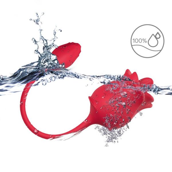 Succionador y vibrador armony rosa 2 en 1 estimulador 10 modos con cola rojo