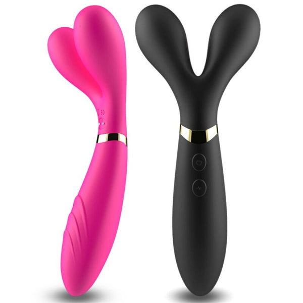 Y wand masajeador y vibrador cabeza doble negro