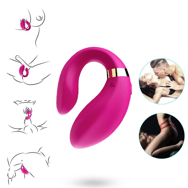 Crescent vibrador pareja control remoto fucsia