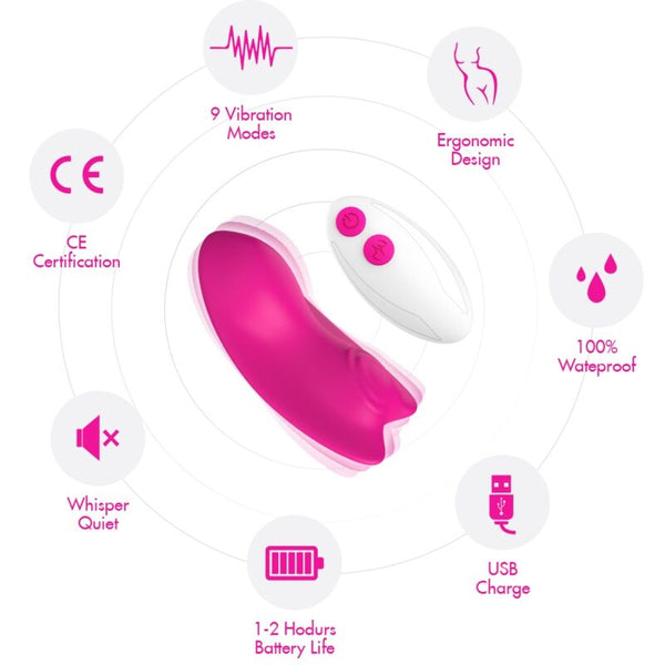 Vibrador para bragas Butterfly con control remoto rosa