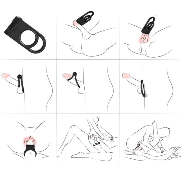 Twins anillo doble vibrador parejas negro