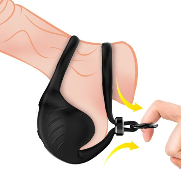 Manta anillo vibrador testículos control remoto negro