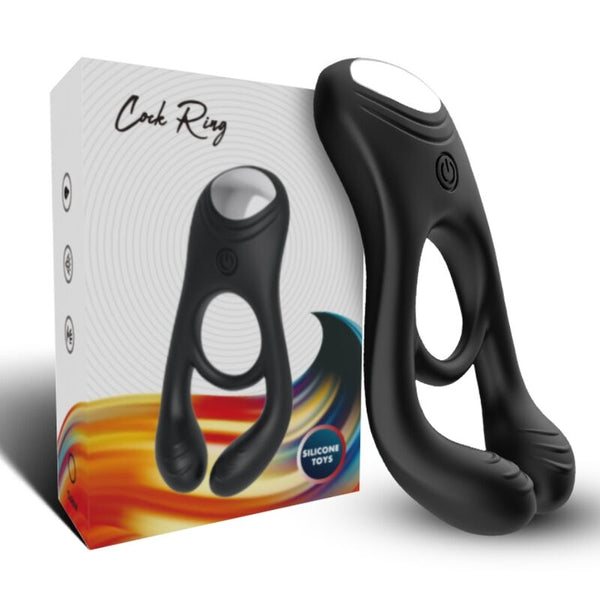 Veyron anillo vibrador doble pinza negro