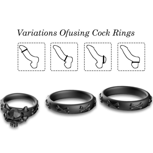 Armony anillos calavera silicona negro