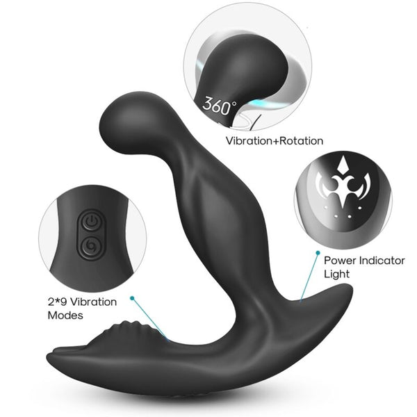 Bat king vibrador anal prostata rotador control remoto negro