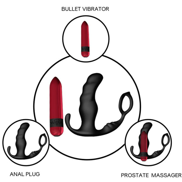 Knight vibrador anal prostata y anillo control remoto negro