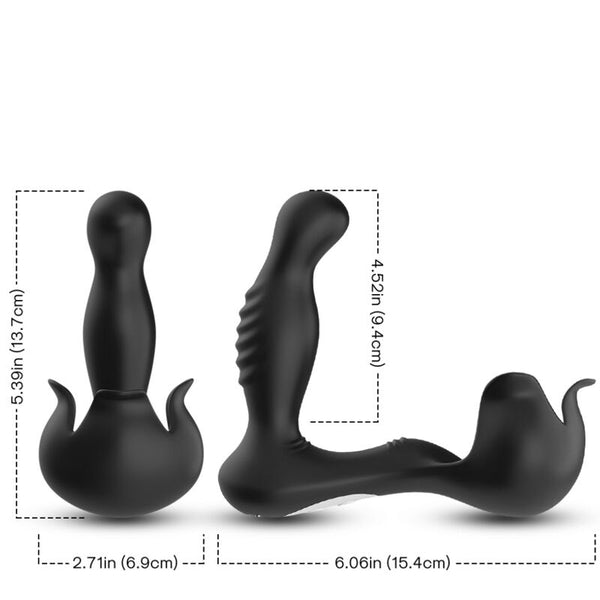 Surround vibrador anal y estimulador testículos control remoto negro
