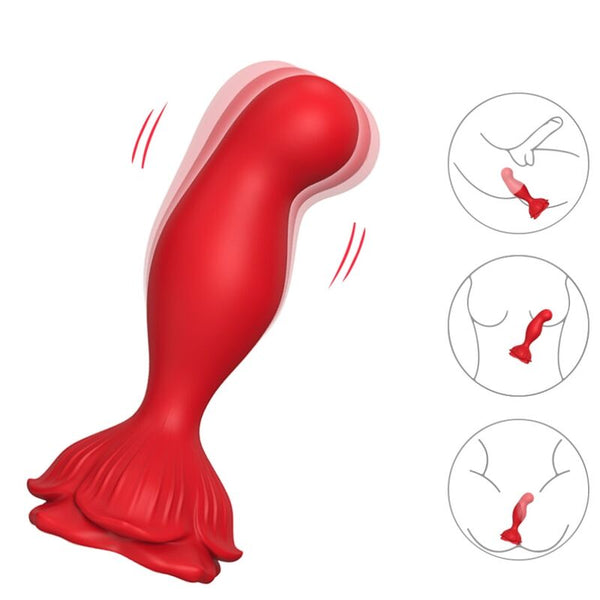 Rosa vibrador y plug anal control remoto rojo