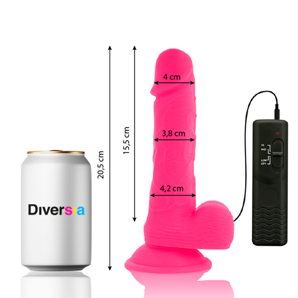 Diversia dildo realístico flexible con vibración rosa 20.5 cm o 4.2 cm