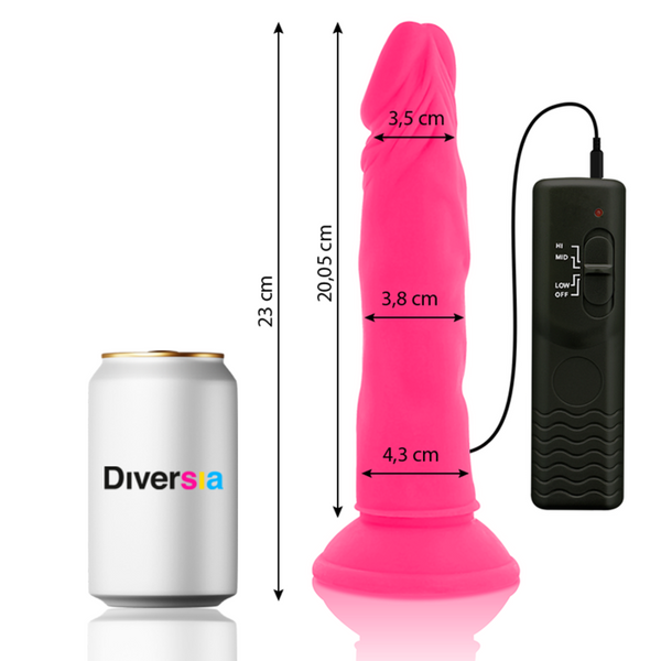 Diversia dildo realístico flexible con vibración rosa 23 cm o 4.3 cm
