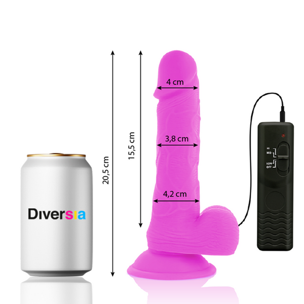 Diversia dildo realístico flexible con vibración lila 20.5 cm o 4.2 cm