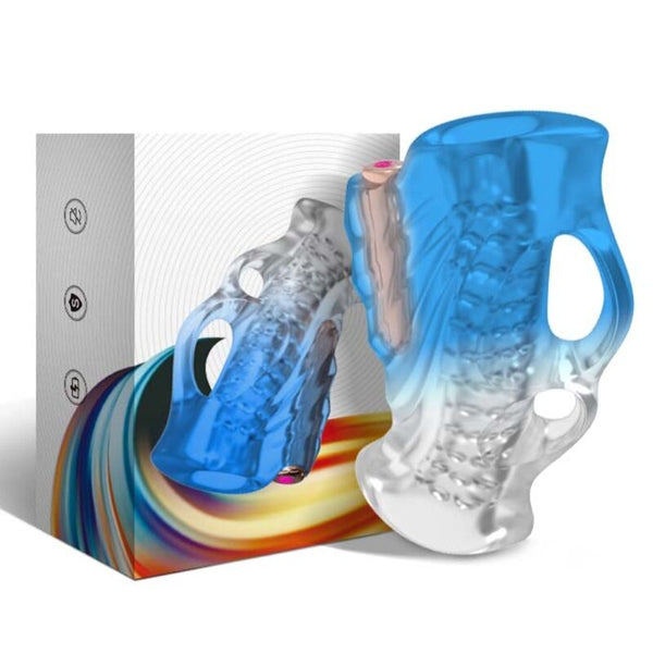 Masturbador dedal y vibrador azul degradado