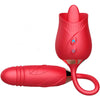 Vibrador Armony Delight Flower con movimiento de empuje y lengua rojo