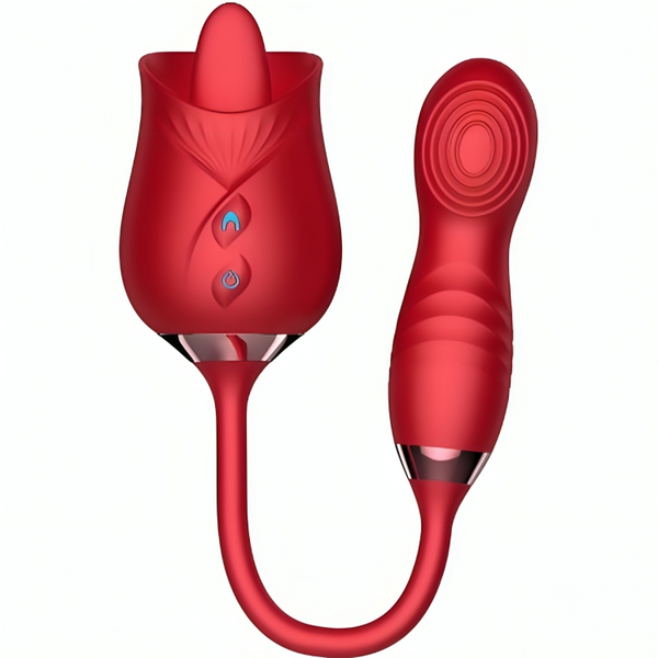 Delight flower vibrador y bumping con lengua rojo
