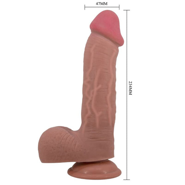 Pretty sliding skin series dildo realístico con ventosa piel deslizante mulato 23.4 cm