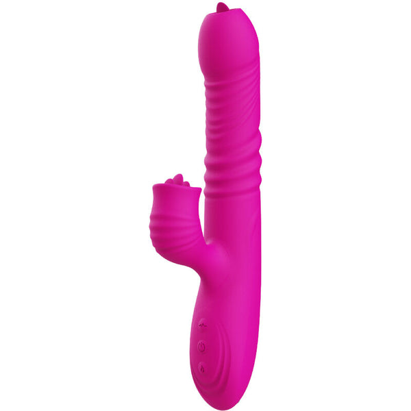 Fanny vibrador multifunción doble lengua efecto calor fucsia
