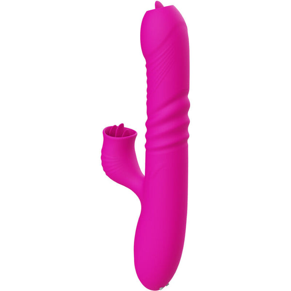 Fanny vibrador multifunción doble lengua efecto calor fucsia