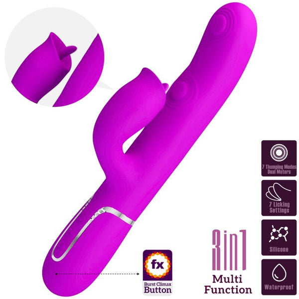 Vibrador rabbit con licking fucsia