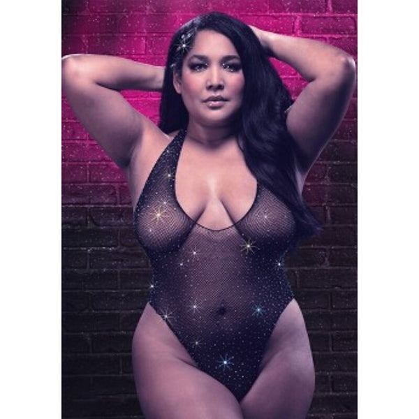 Calexotics radiance body con escote en v profundo pedrería talla grande