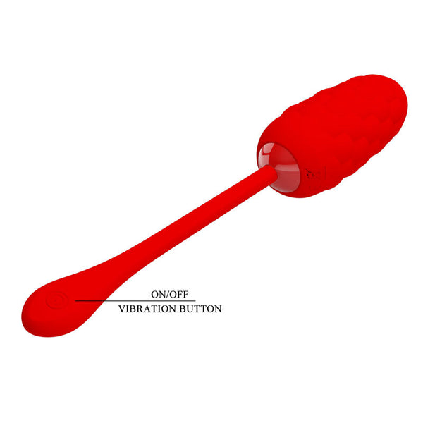 Huevo vibrador con textura marina recargable rojo