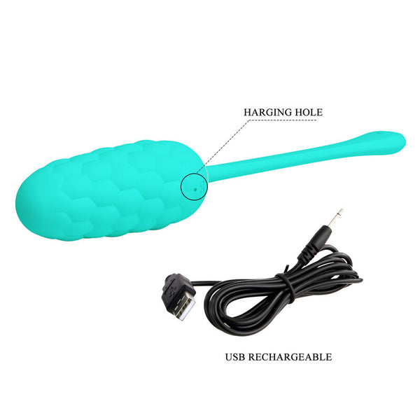 Huevo vibrador con textura marina recargable verde agua