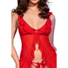 Chilirose CR 4696 babydoll y tanga con abertura rojo