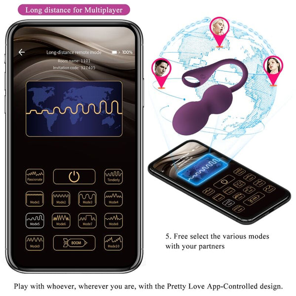 Pretty elvira kegel balls app control remoto morado