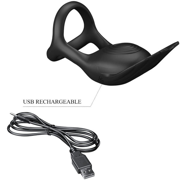 Silas anillo vibrador 7 vibraciones silicona negro