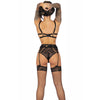 Livco pojzon LC 90670 sujetador con medias con liguero con braga negro