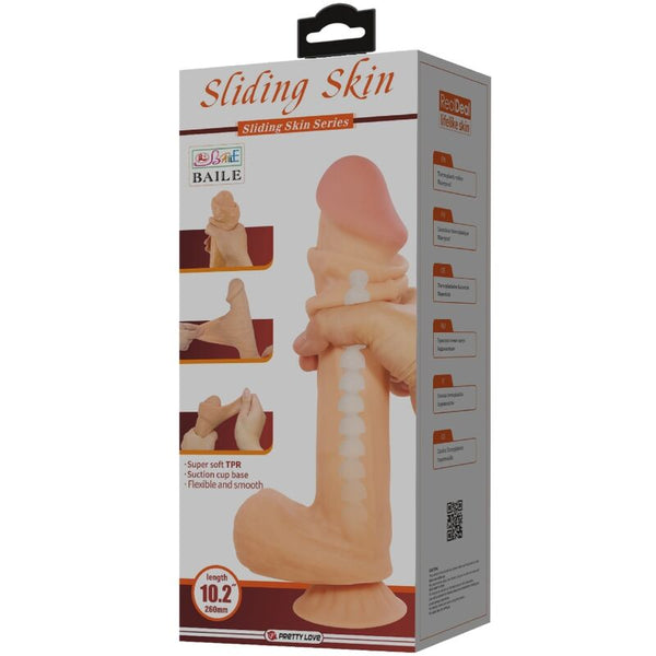 Pretty sliding skin series dildo realístico con ventosa piel deslizante 26 cm